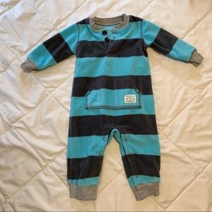 Baby boy striped fleece one piece